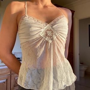 Y2K white Lacey top